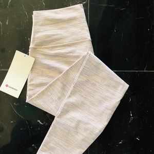 Lululemon leggings - light gray with purple strips